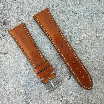 Regent Padded Handmade Italian Leather Watch Strap 18mm 19mm 20mm 21mm 22mm Tan Brown - Wrist Envy
