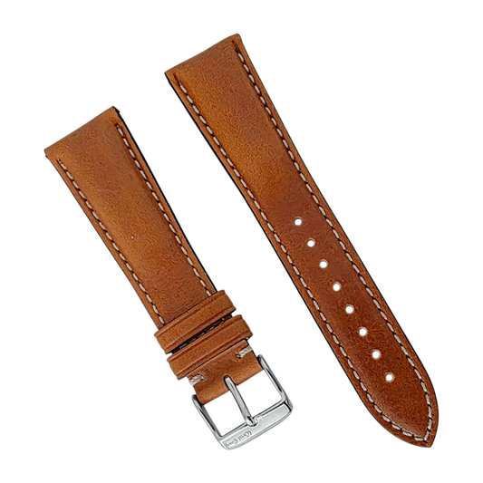 Regent Padded Handmade Italian Leather Watch Strap 18mm 19mm 20mm 21mm 22mm Tan Brown - Wrist Envy