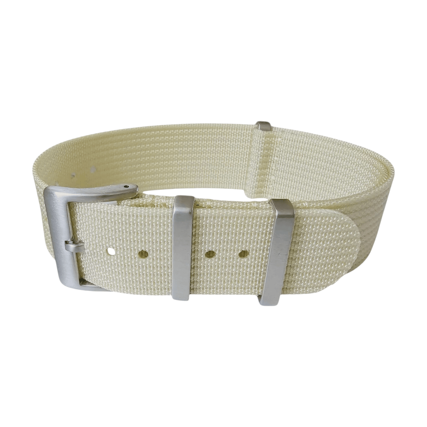 Ribbed Nylon One Piece Military Watch Strap 22mm Cream - Wrist Envy