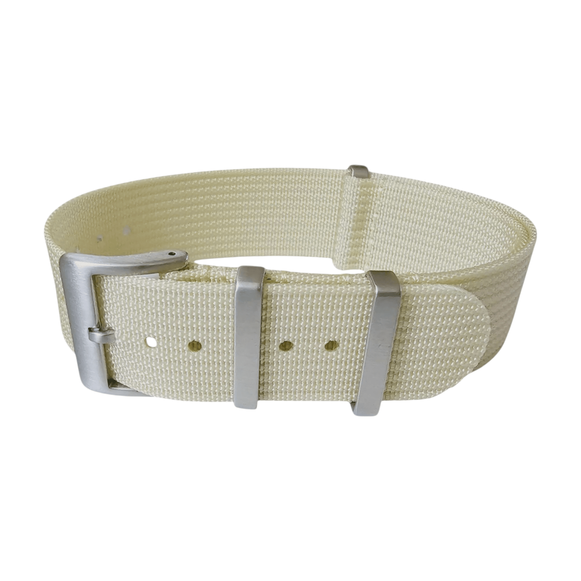 Ribbed Nylon One Piece Military Watch Strap 22mm Cream - Wrist Envy
