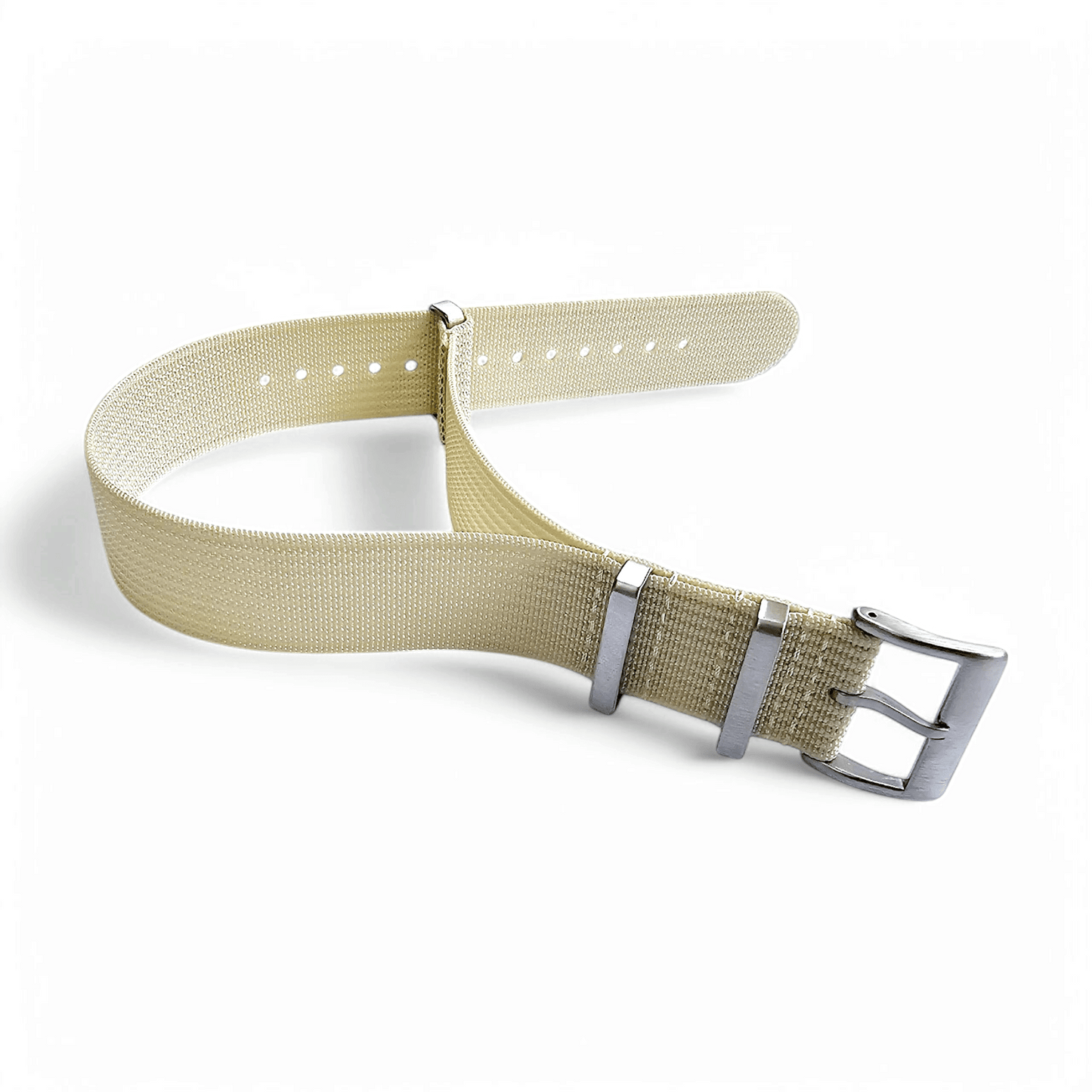 Ribbed Nylon One Piece Military Watch Strap 22mm Cream - Wrist Envy