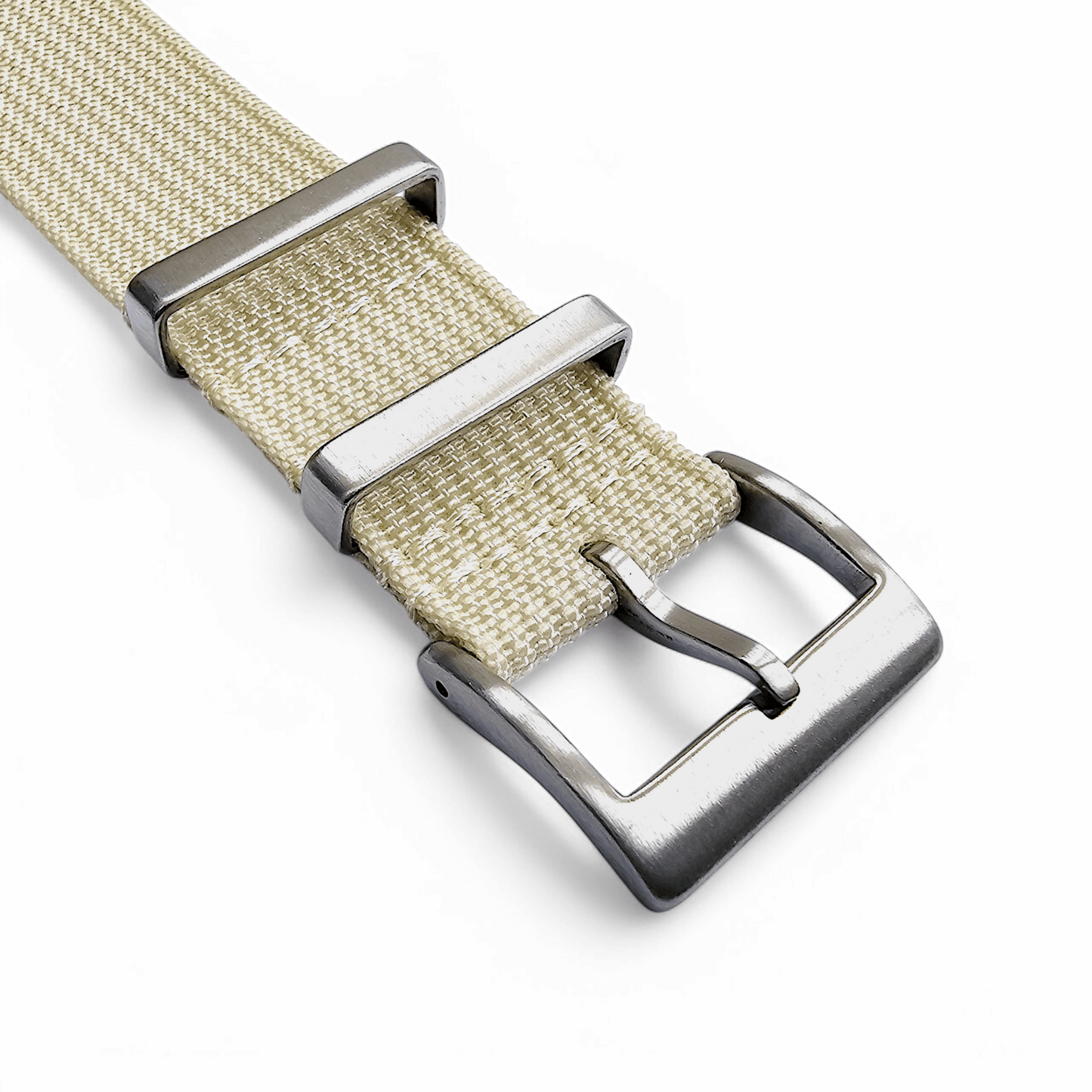 Ribbed Nylon One Piece Military Watch Strap 22mm Cream - Wrist Envy