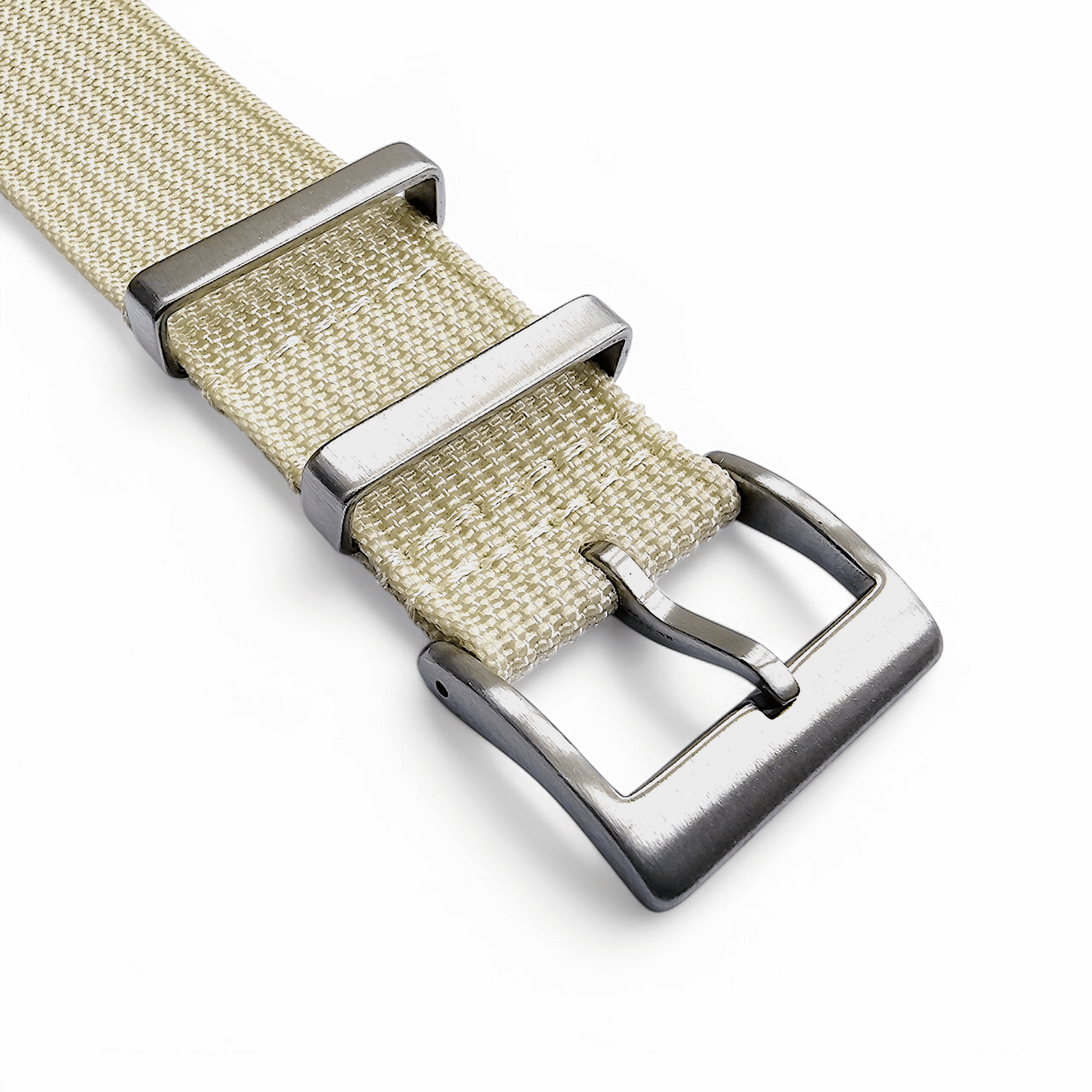 Ribbed Nylon One Piece Military Watch Strap 22mm Cream - Wrist Envy