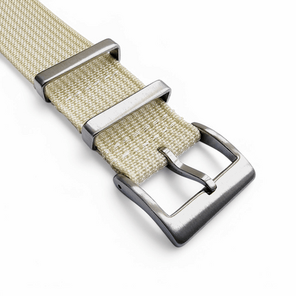 Ribbed Nylon One Piece Military Watch Strap 22mm Cream - Wrist Envy