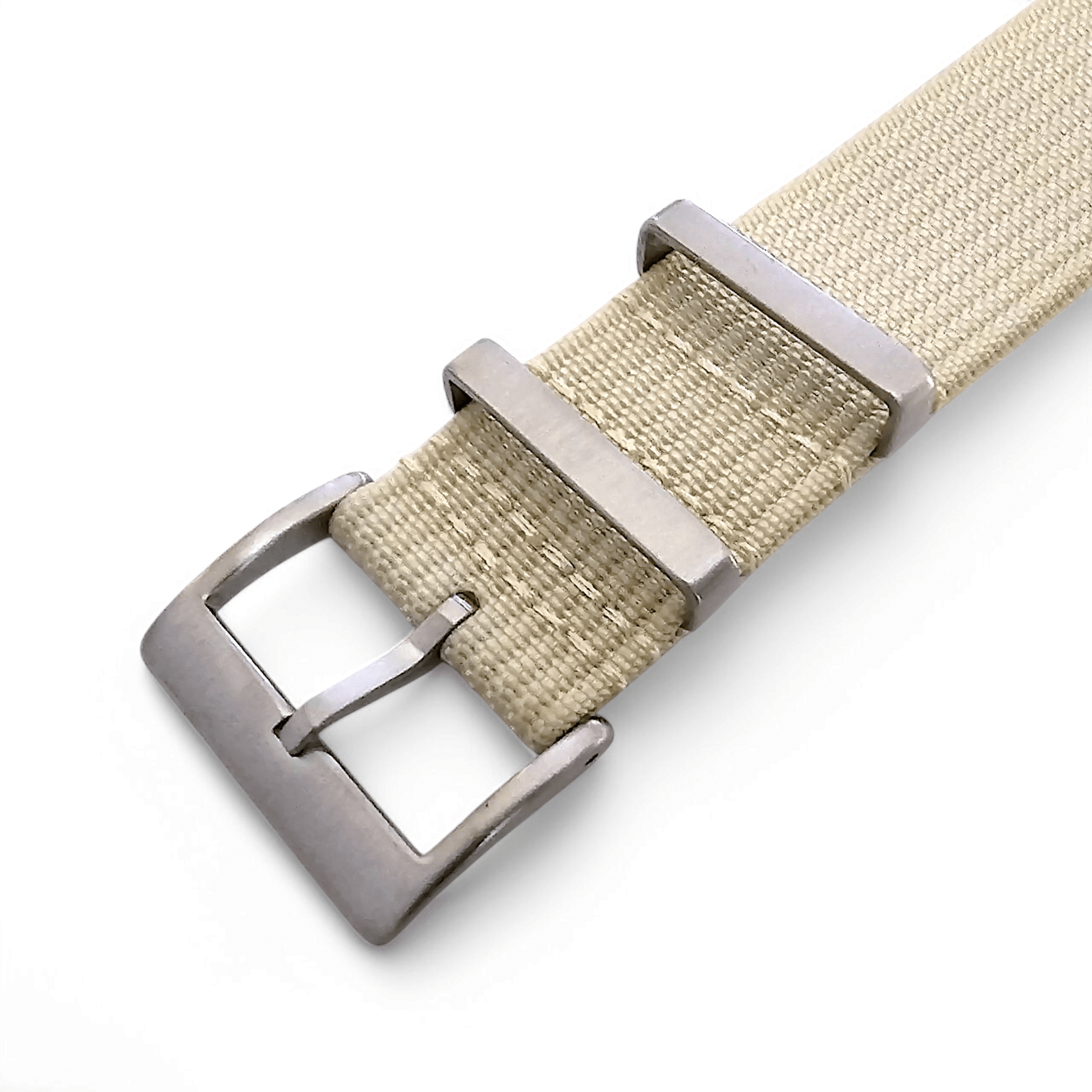Ribbed Nylon One Piece Military Watch Strap 22mm Cream - Wrist Envy