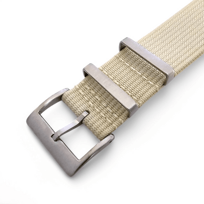 Ribbed Nylon One Piece Military Watch Strap 22mm Cream - Wrist Envy
