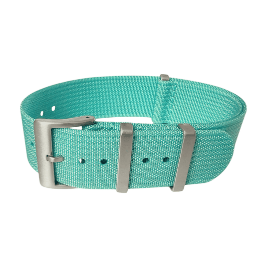 Ribbed Nylon One Piece Military Watch Strap 22mm Light Blue - Wrist Envy