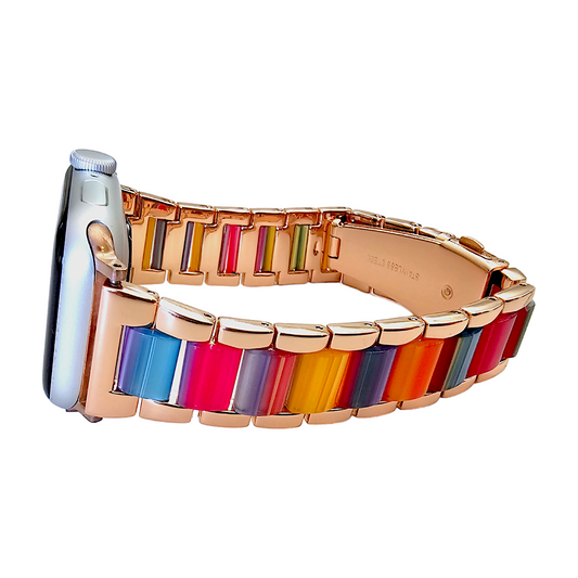 Hybrid Rose Gold Stainless Steel Multicoloured Resin bracelet for Apple Watch Strap Band