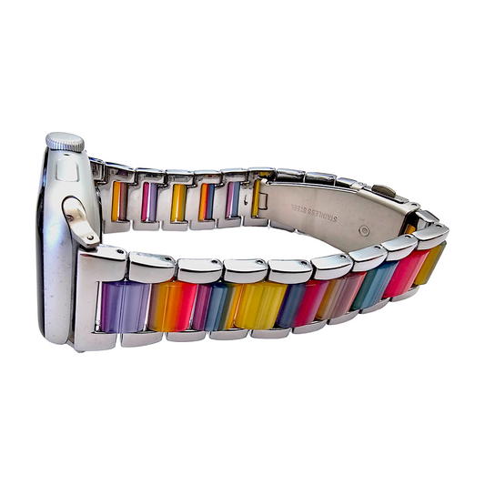 Hybrid Stainless Steel Multicoloured Resin bracelet for Apple Watch Strap Band