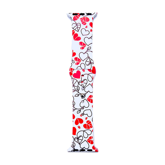 Heart Patterned Silicone Watch Strap For Apple Watch White