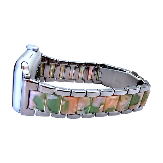 Hybrid Stainless Steel Resin bracelet for Apple Watch Strap Band Silver