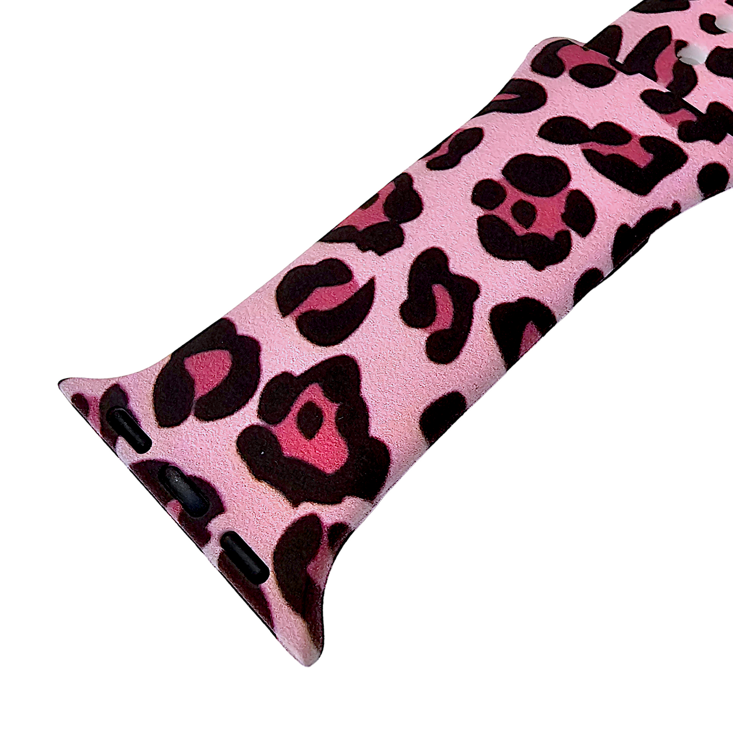 Pink Leopard Patterned Silicone Watch Strap For Apple Watch