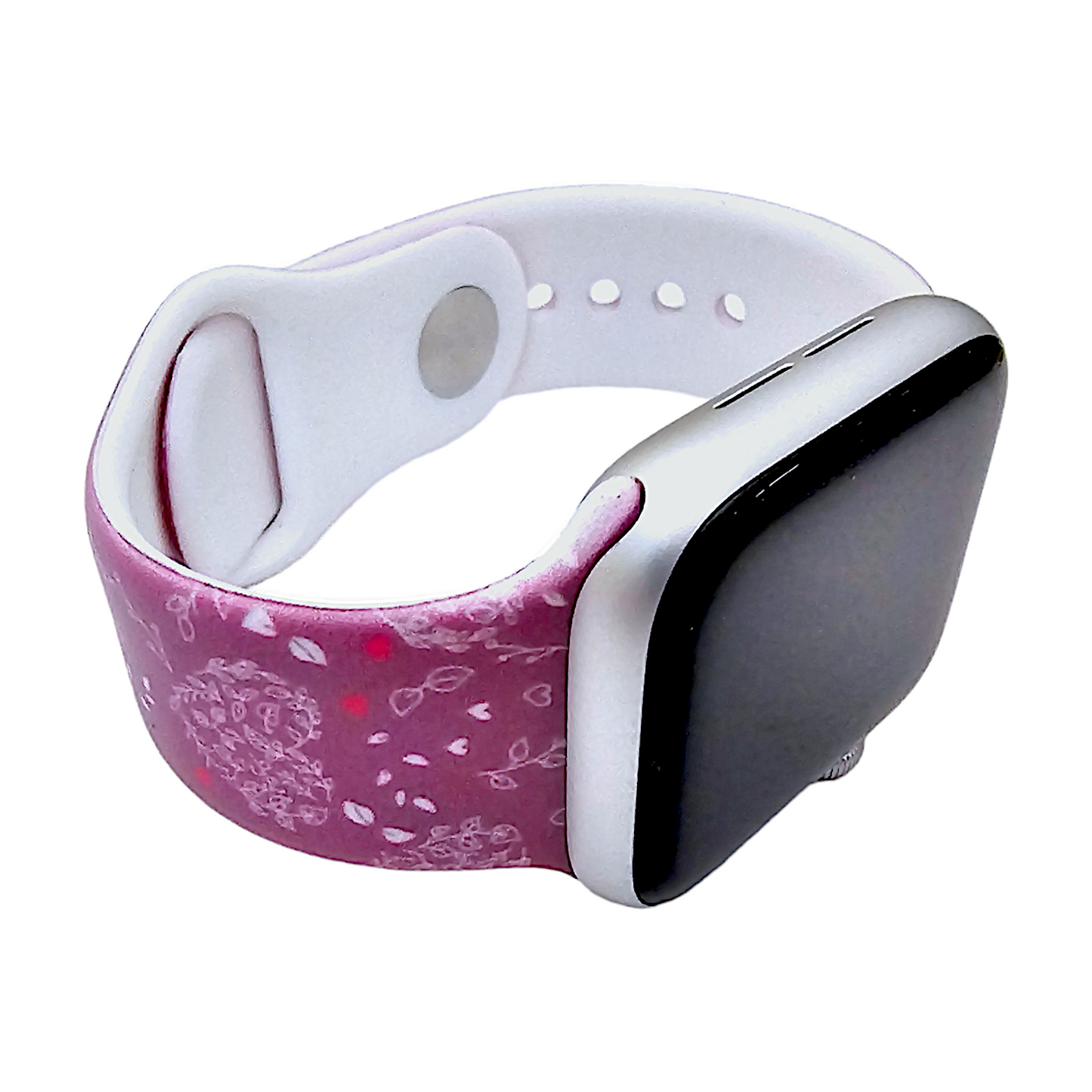 Heart Patterned Silicone Watch Strap For Apple Watch Dark Pink