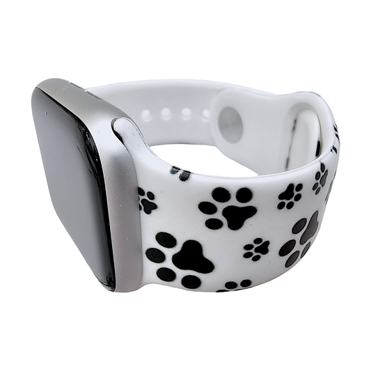 Pooch Paw Patterned Silicone Watch Strap For Apple Watch White
