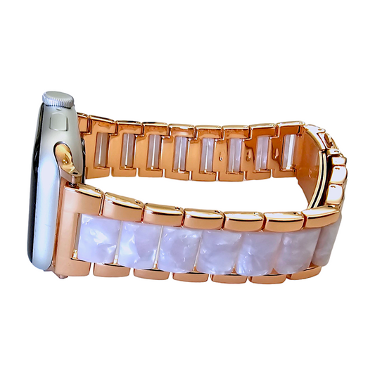 Hybrid Rose Gold White Marble Resin bracelet for Apple Watch Strap Band