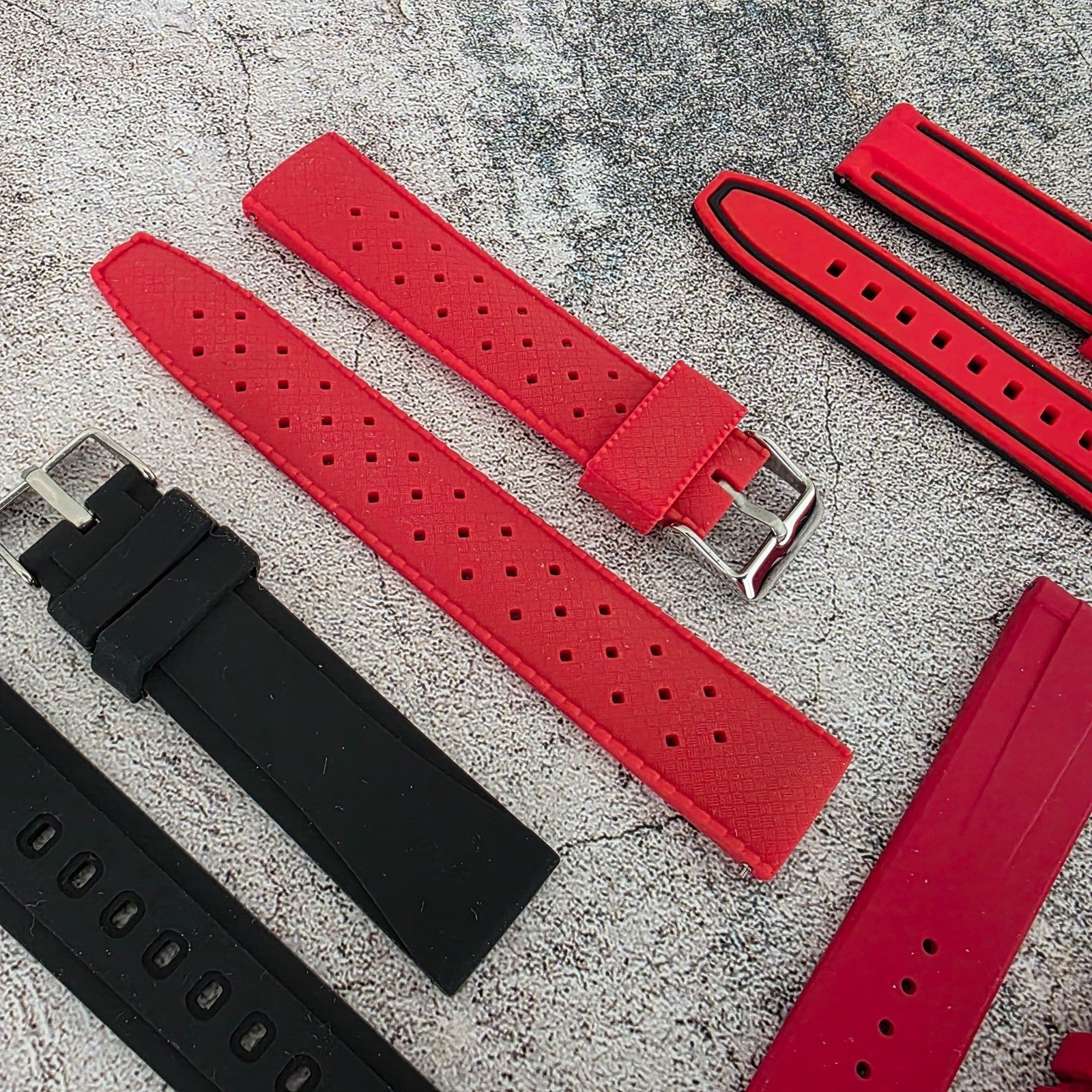 Rubber Watch Straps 20mm Job Lot x10 RRP £120 Two Piece Mixed Colours UK - Wrist Envy