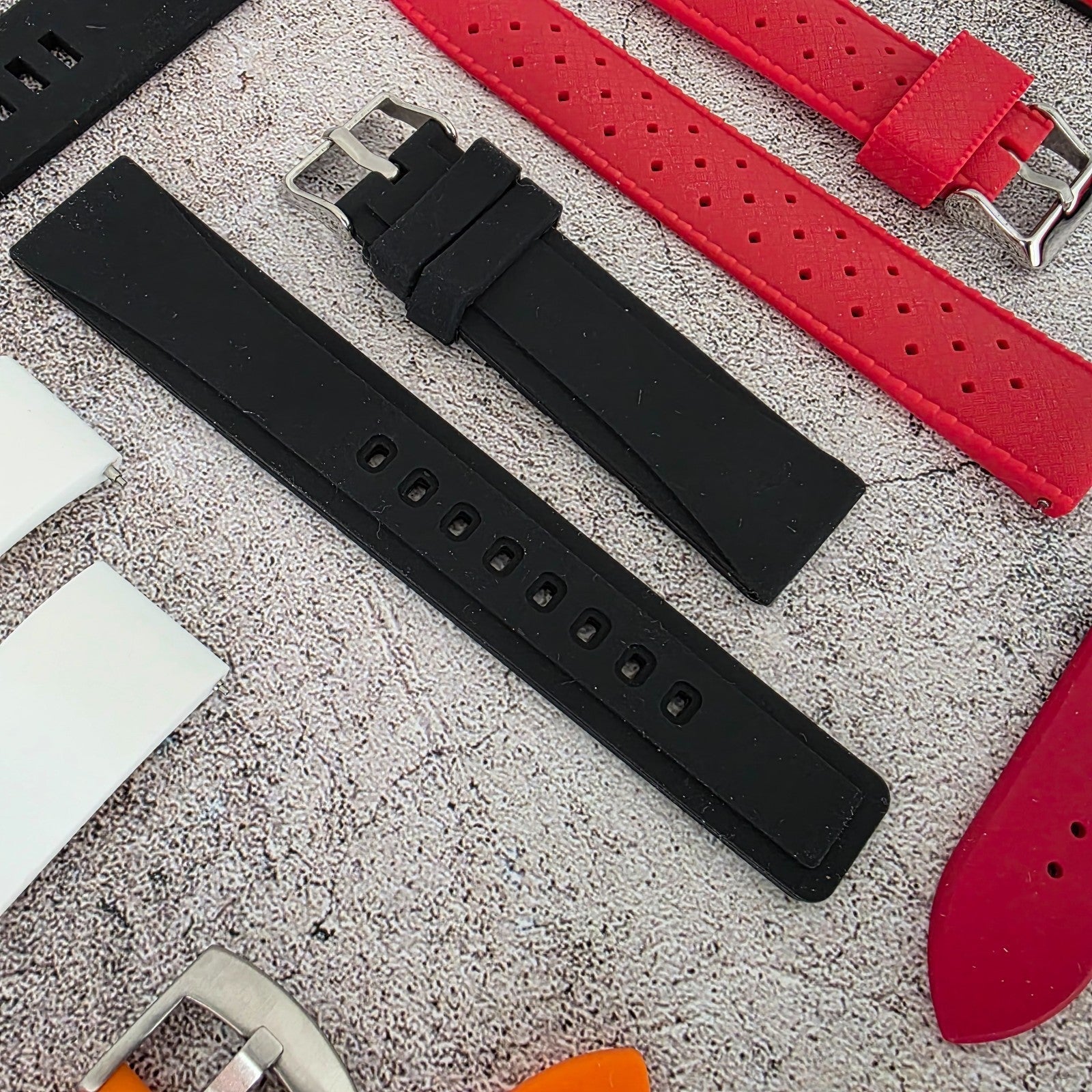 Rubber Watch Straps 20mm Job Lot x10 RRP £120 Two Piece Mixed Colours UK - Wrist Envy