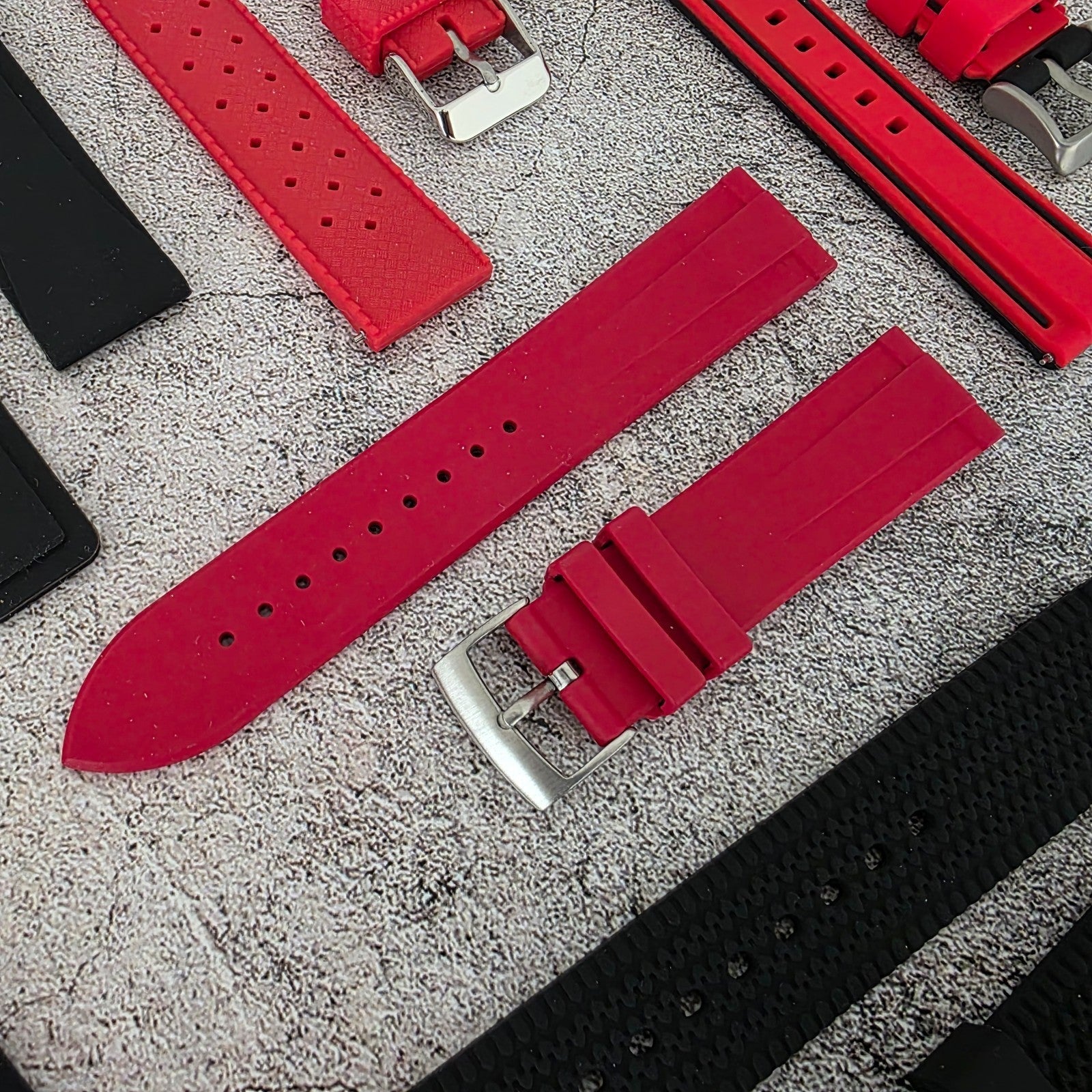 Rubber Watch Straps 20mm Job Lot x10 RRP £120 Two Piece Mixed Colours UK - Wrist Envy