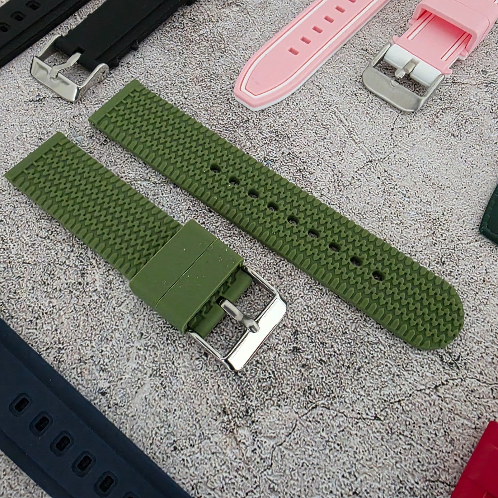 Rubber Watch Straps 20mm Job Lot x10 RRP £130 Two Piece Mixed Colours UK - Wrist Envy