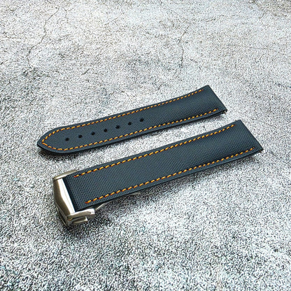 Sailcloth Deployant Watch Strap Band 20mm, 21mm, 22mm Blue Orange - Wrist Envy