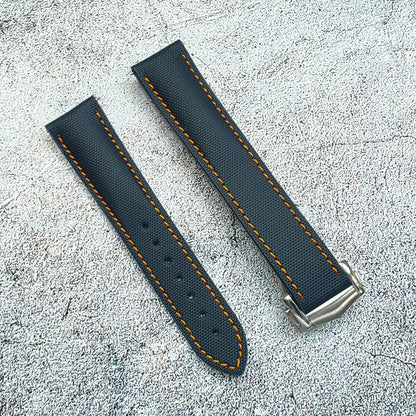 Sailcloth Deployant Watch Strap Band 20mm, 21mm, 22mm Blue Orange - Wrist Envy