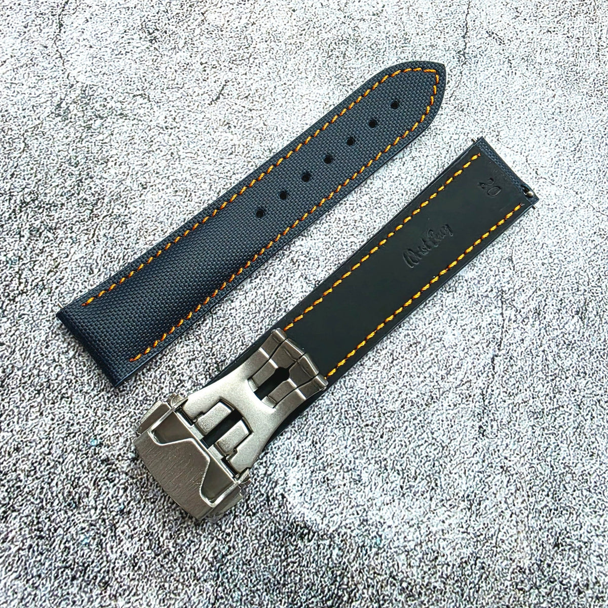Sailcloth Deployant Watch Strap Band 20mm, 21mm, 22mm Blue Orange - Wrist Envy