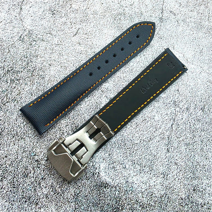 Sailcloth Deployant Watch Strap Band 20mm, 21mm, 22mm Blue Orange - Wrist Envy