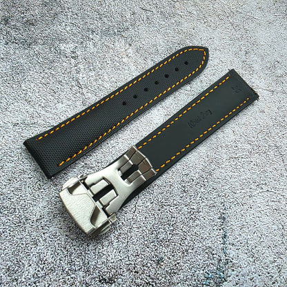 Sailcloth Deployant Watch Strap Band 20mm Black Orange - Wrist Envy