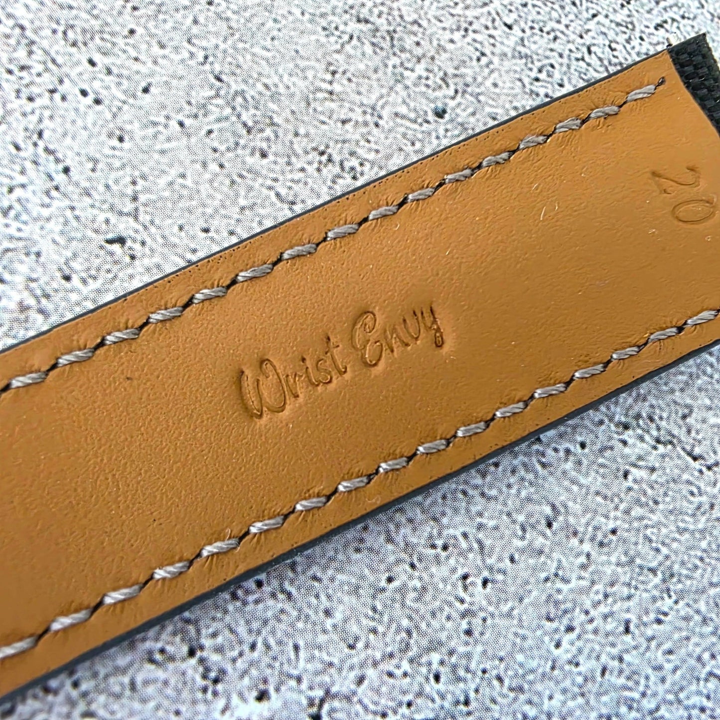 Sailcloth Deployant Watch Strap Band 20mm Black with Grey Stitching - Wrist Envy