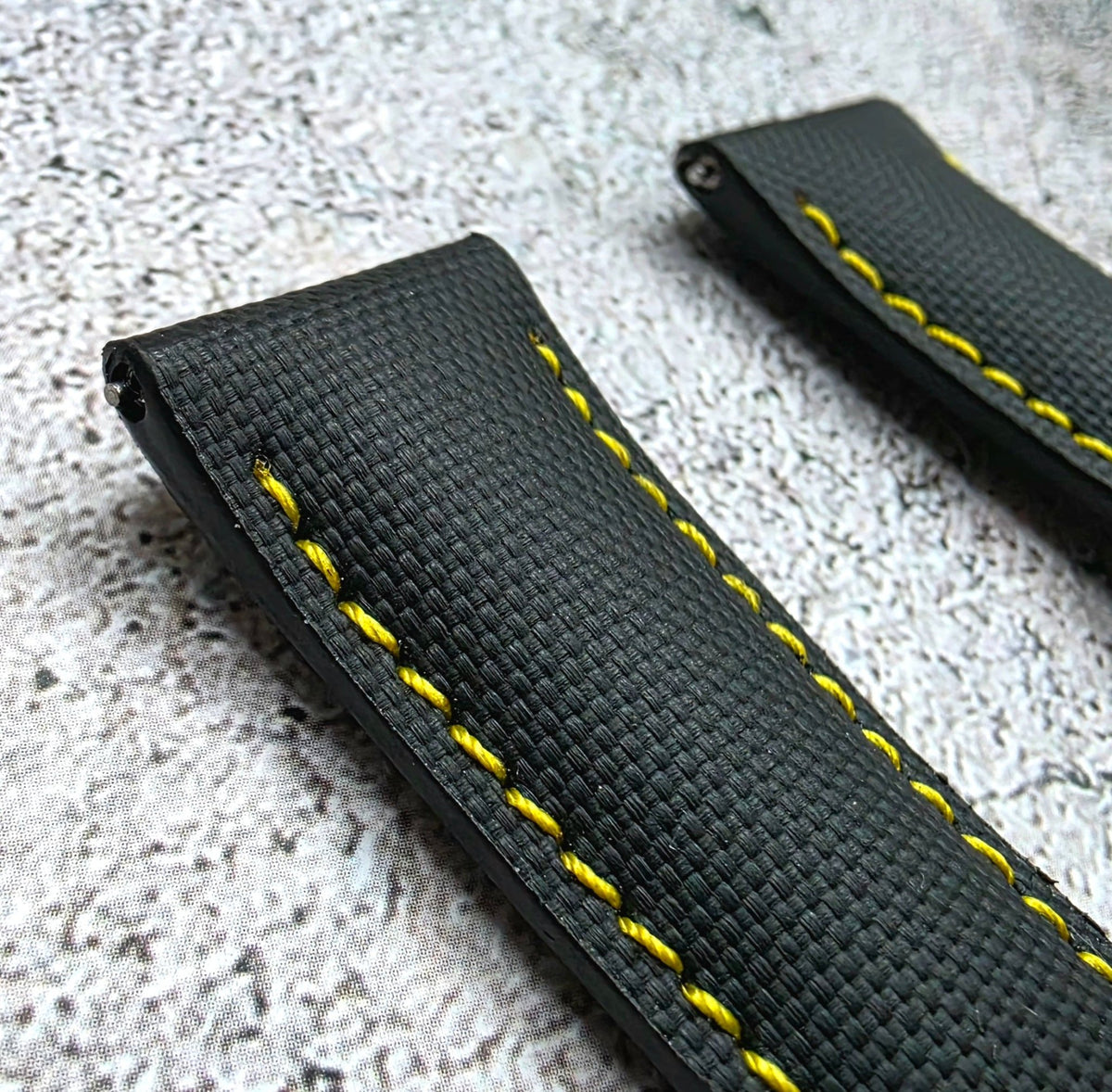 Sailcloth Deployant Watch Strap Band 20mm Black Yellow - Wrist Envy