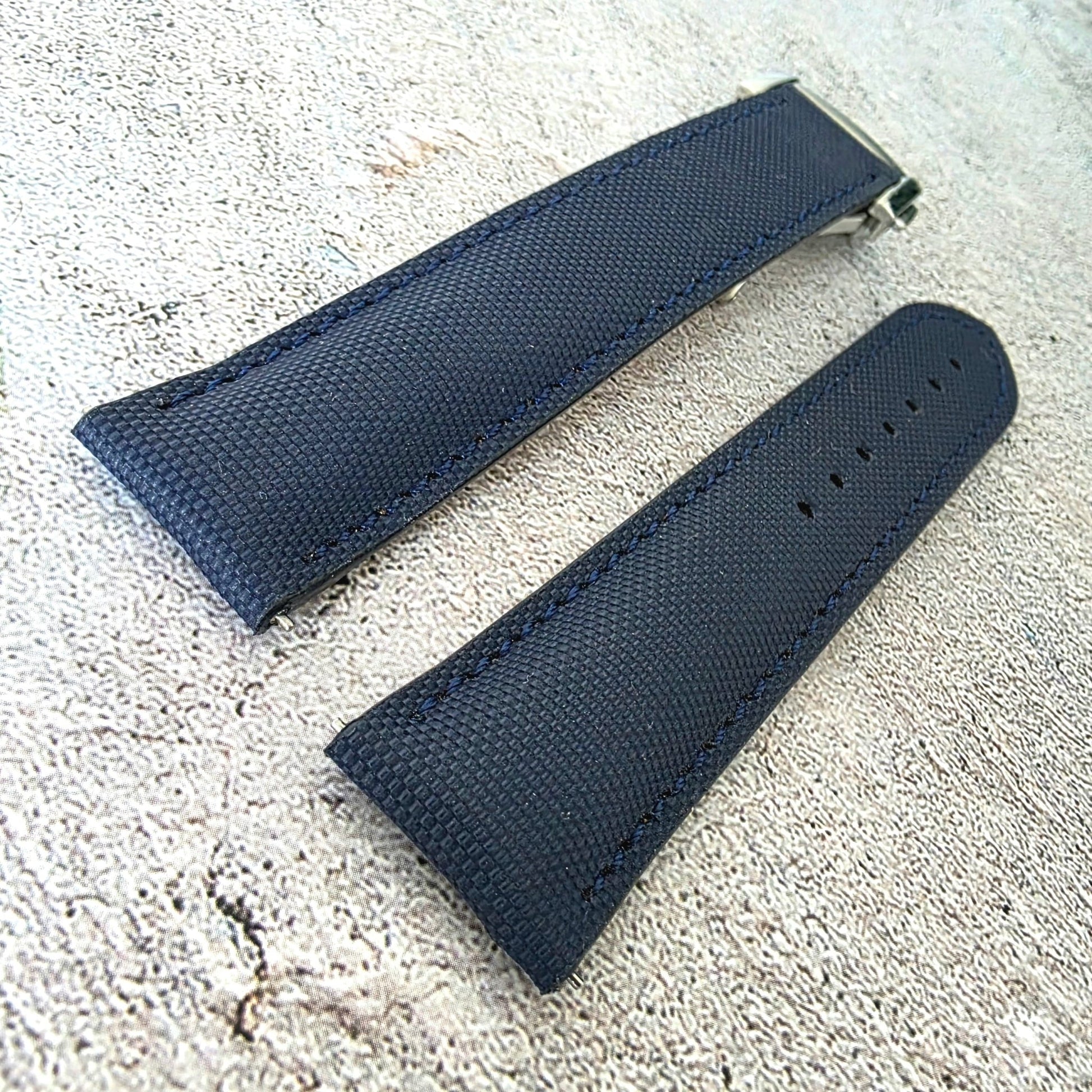 Sailcloth Deployant Watch Strap Band 20mm Blue - Wrist Envy