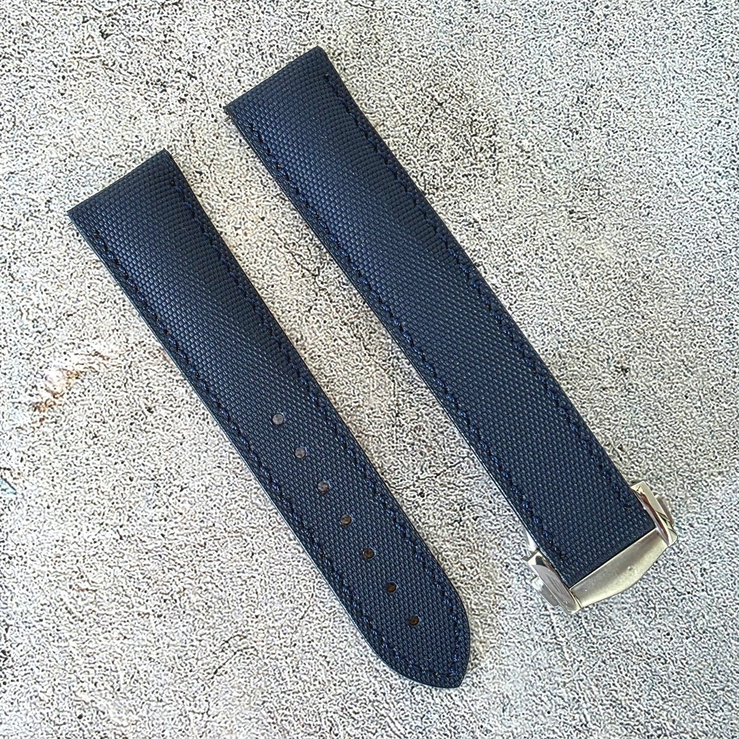 Sailcloth Deployant Watch Strap Band 20mm Blue - Wrist Envy