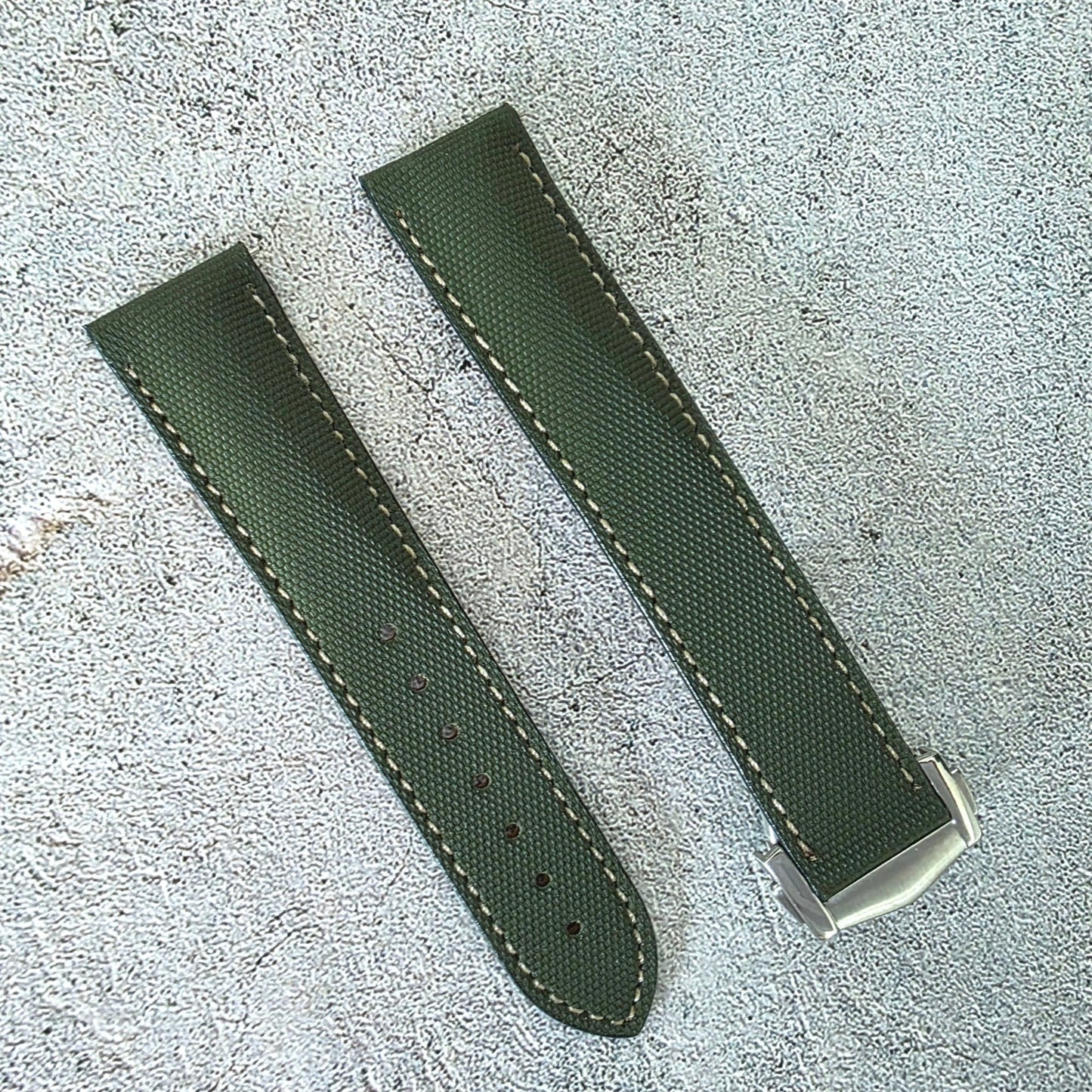 Sailcloth Deployant Watch Strap Band 20mm Fern Green - Wrist Envy