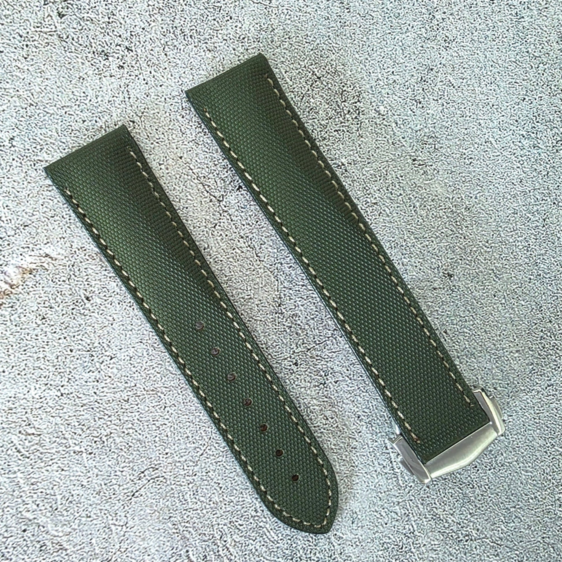 Sailcloth Deployant Watch Strap Band 20mm Fern Green - Wrist Envy