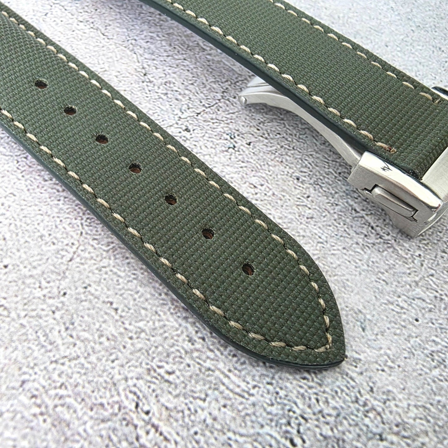 Sailcloth Deployant Watch Strap Band 20mm Fern Green - Wrist Envy