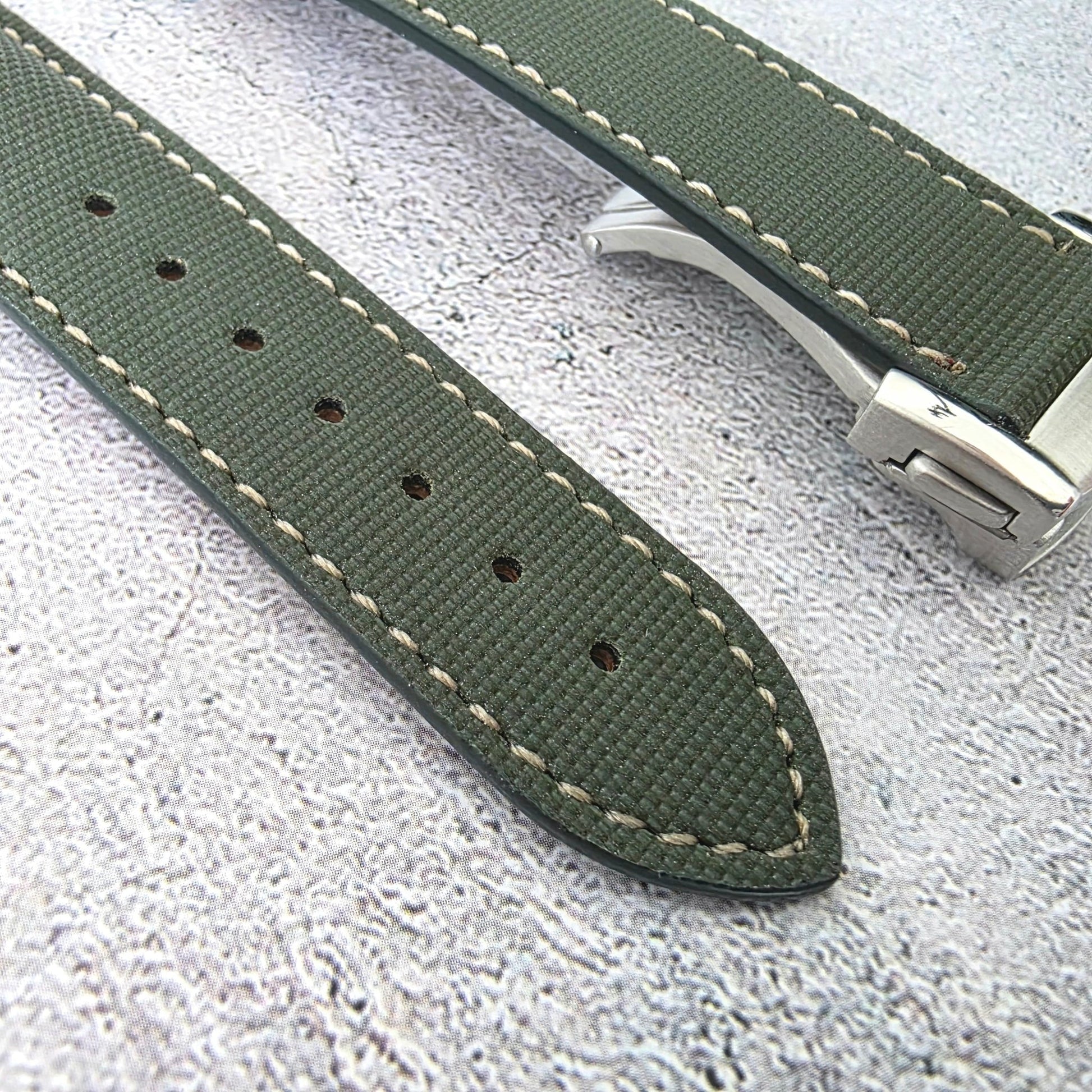 Sailcloth Deployant Watch Strap Band 20mm Fern Green - Wrist Envy