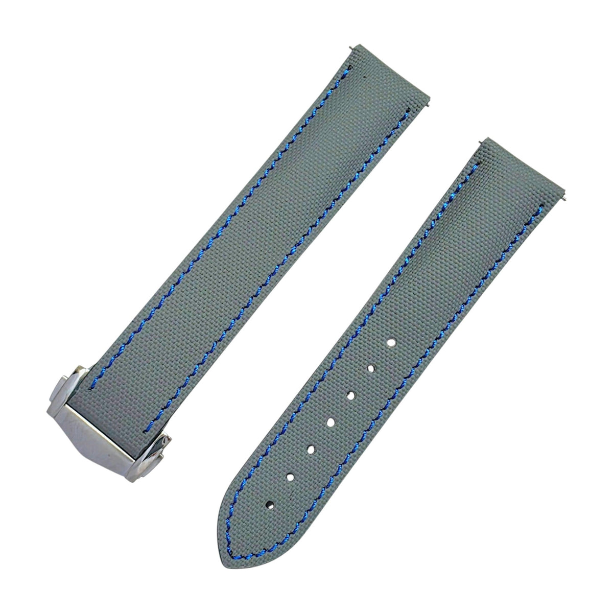 Sailcloth Deployant Watch Strap Band 20mm Grey Blue - Wrist Envy