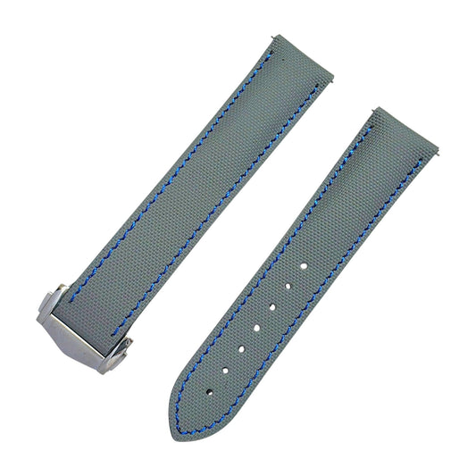 Sailcloth Deployant Watch Strap Band 20mm Grey Blue - Wrist Envy