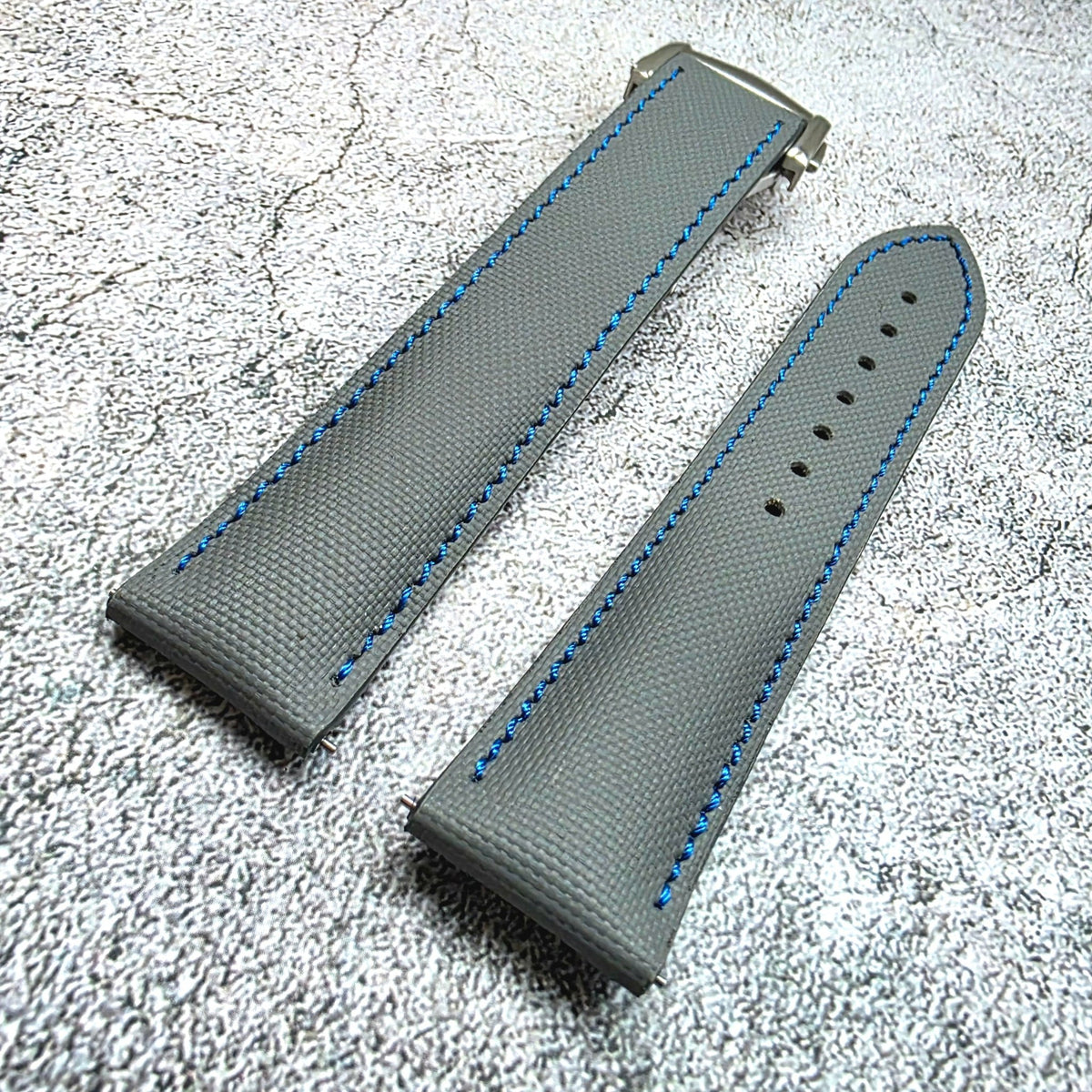 Sailcloth Deployant Watch Strap Band 20mm Grey Blue - Wrist Envy
