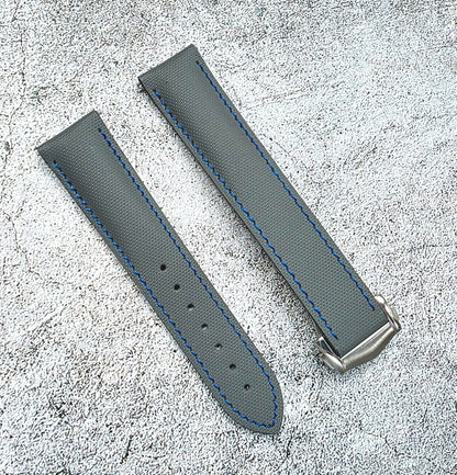 Sailcloth Deployant Watch Strap Band 20mm Grey Blue - Wrist Envy