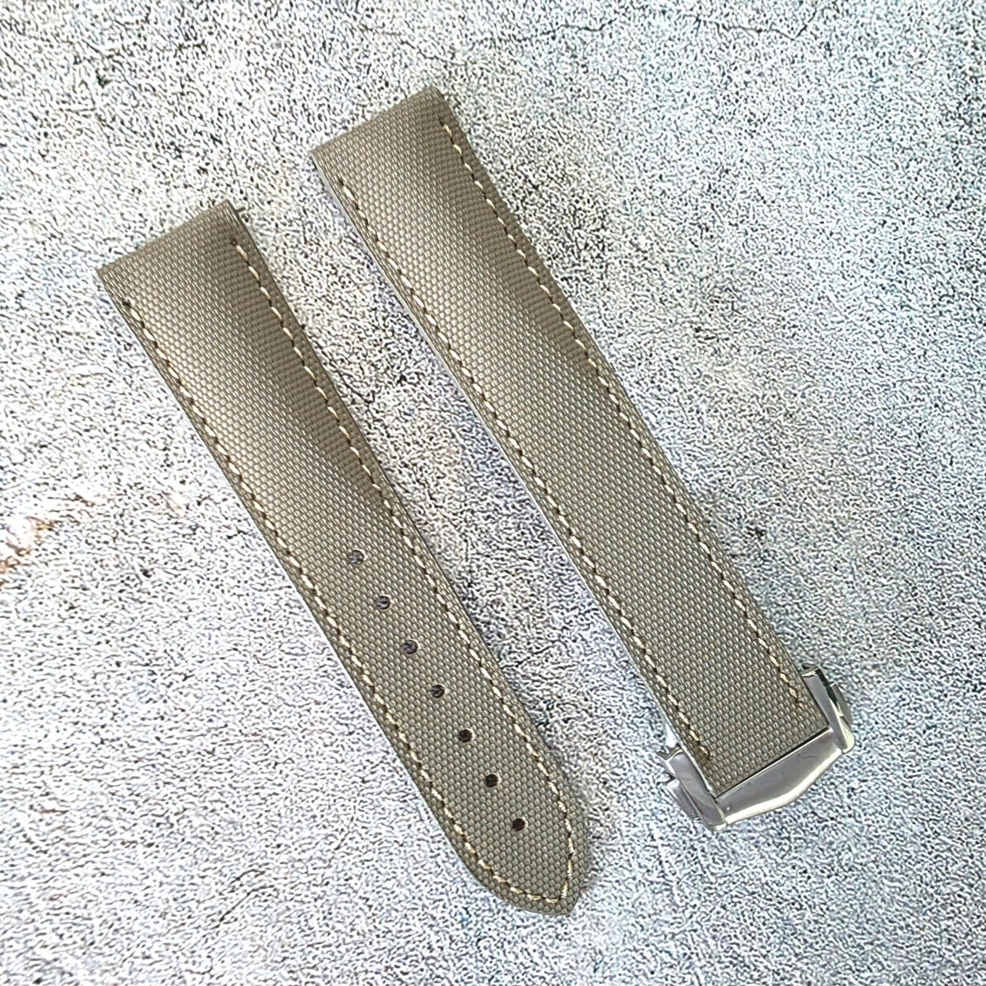 Sailcloth Deployant Watch Strap Band 20mm Taupe Beige - Wrist Envy