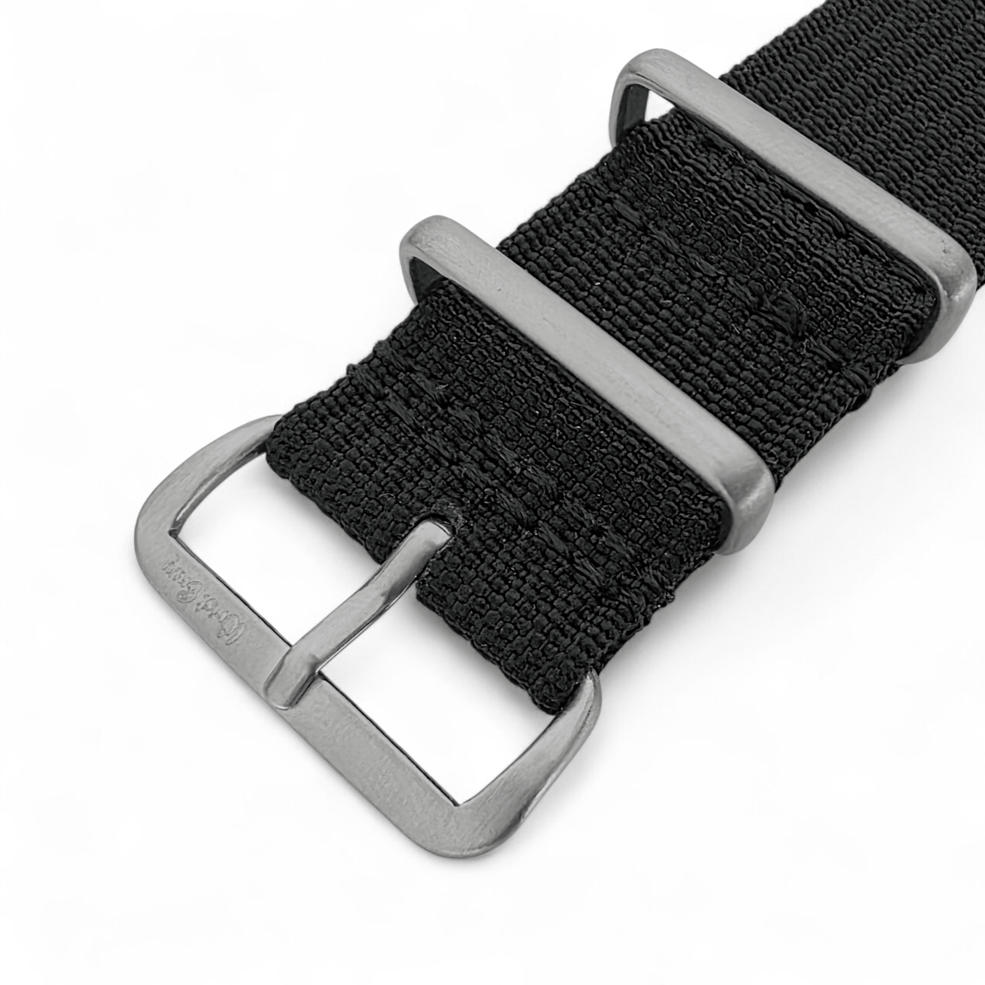 Sentinel Ribbed Nylon Watch Strap 18mm 20mm 22mm Black - Wrist Envy