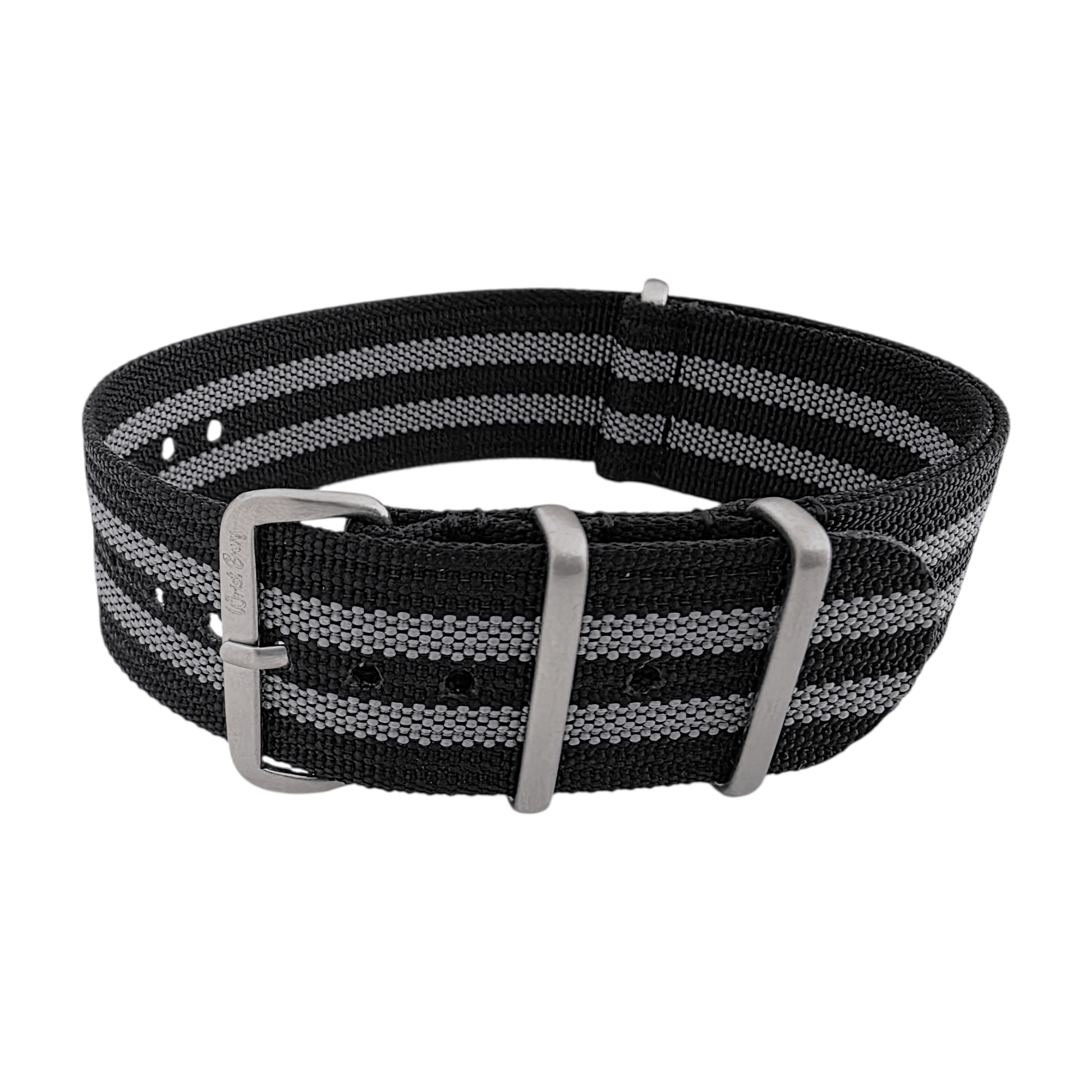 Sentinel Ribbed Nylon Watch Strap 18mm 20mm 22mm Black Grey - Wrist Envy