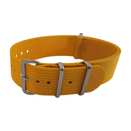 Sentinel Ribbed Nylon Watch Strap 18mm 20mm 22mm Mustard - Wrist Envy