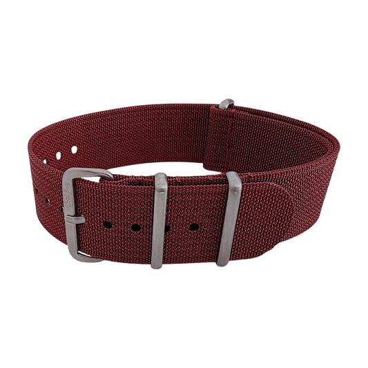 Sentinel Ribbed Nylon Watch Strap 18mm 20mm 22mm Oxblood - Wrist Envy