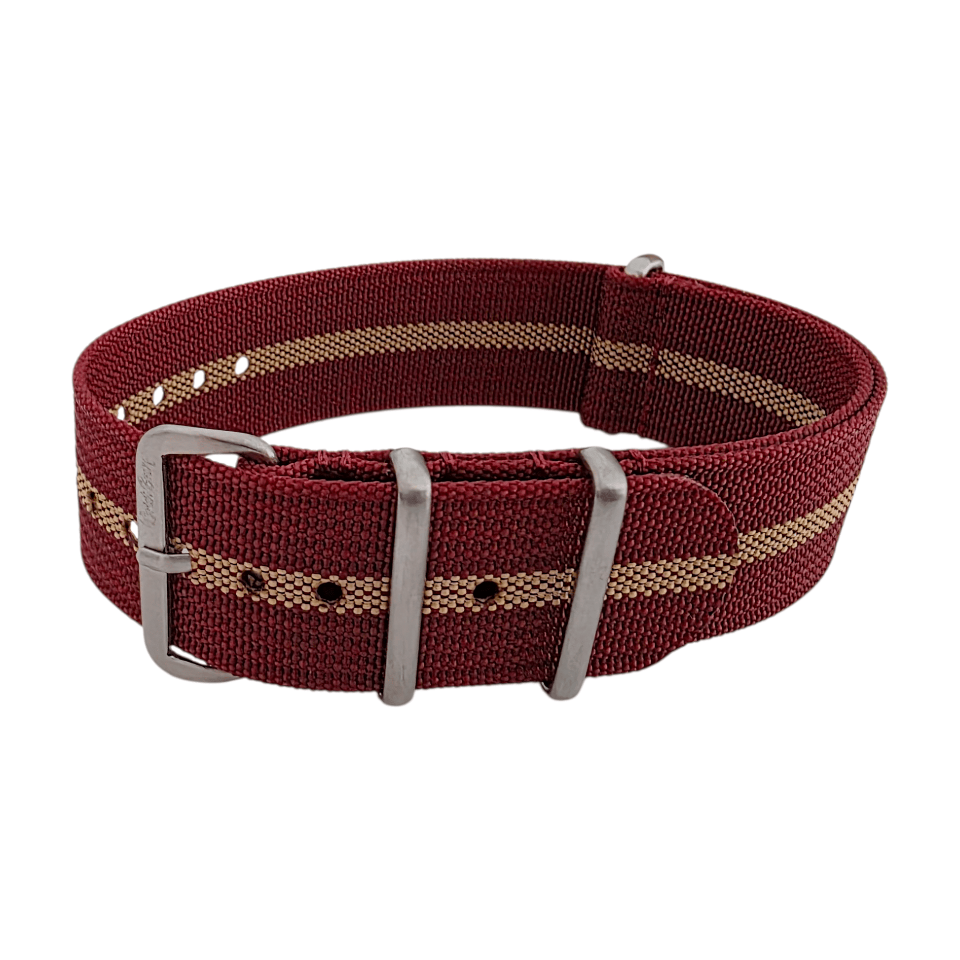 Sentinel Ribbed Nylon Watch Strap 18mm 20mm 22mm Oxblood Khaki - Wrist Envy
