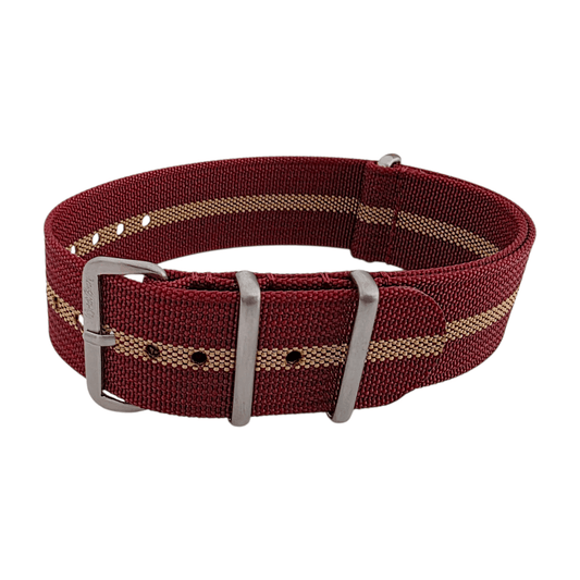 Sentinel Ribbed Nylon Watch Strap 18mm 20mm 22mm Oxblood Khaki - Wrist Envy