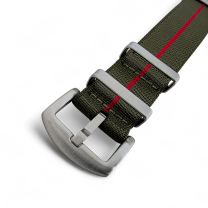 Serica 1.8mm Thick Nylon Military Watch Strap 18mm 20mm 22mm Army Green Red - Wrist Envy