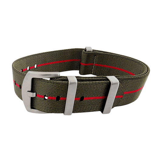 Serica 1.8mm Thick Nylon Military Watch Strap 18mm 20mm 22mm Army Green Red - Wrist Envy