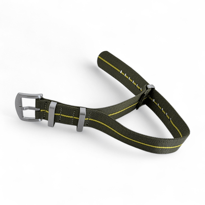 Serica 1.8mm Thick Nylon Military Watch Strap 18mm 20mm 22mm Army Green Yellow - Wrist Envy